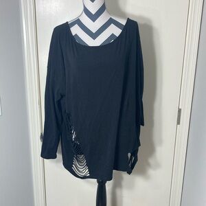 Torrid x Lovesick Black Distressed long sleeve‎ Top Plus Size 2X